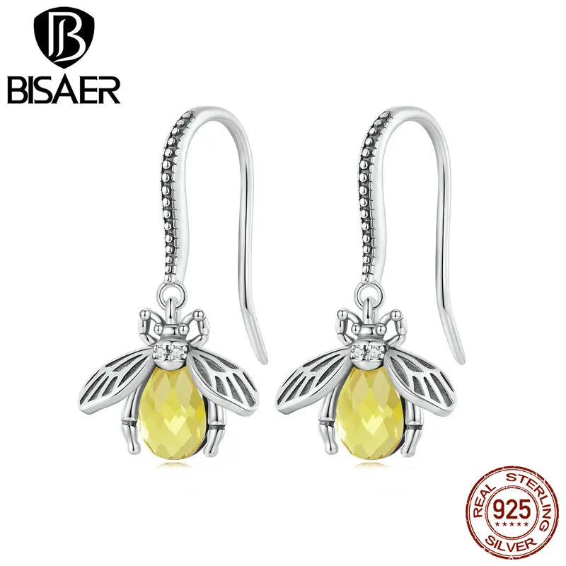 925 Silver Vintage Bee Hook Earrings Animal Earring for Women