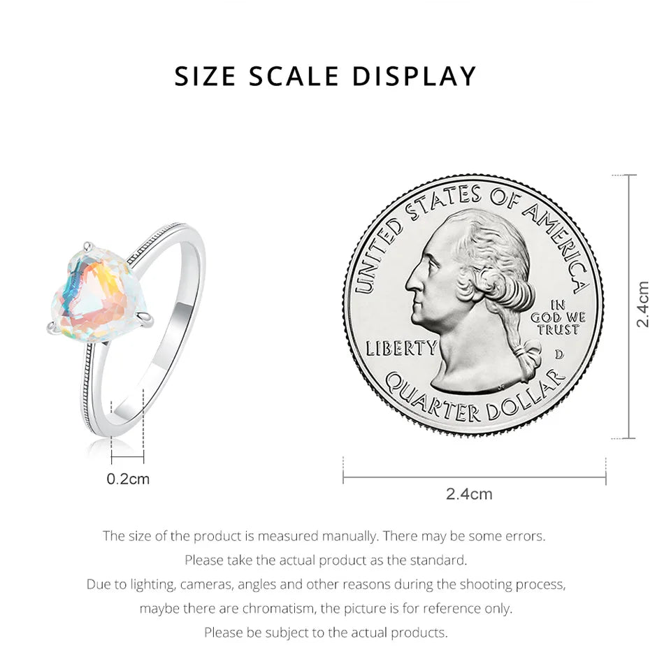 925 Silver Heart Ring Colorful Zircon Promise Band for Women
