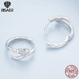 925 Silver Vintage Snake Hoop Earrings Green Zircon Animal Stud Earring