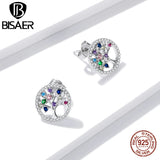 925 Silver Zircon Life Tree Earrings For Women Stud Jewelry Gift