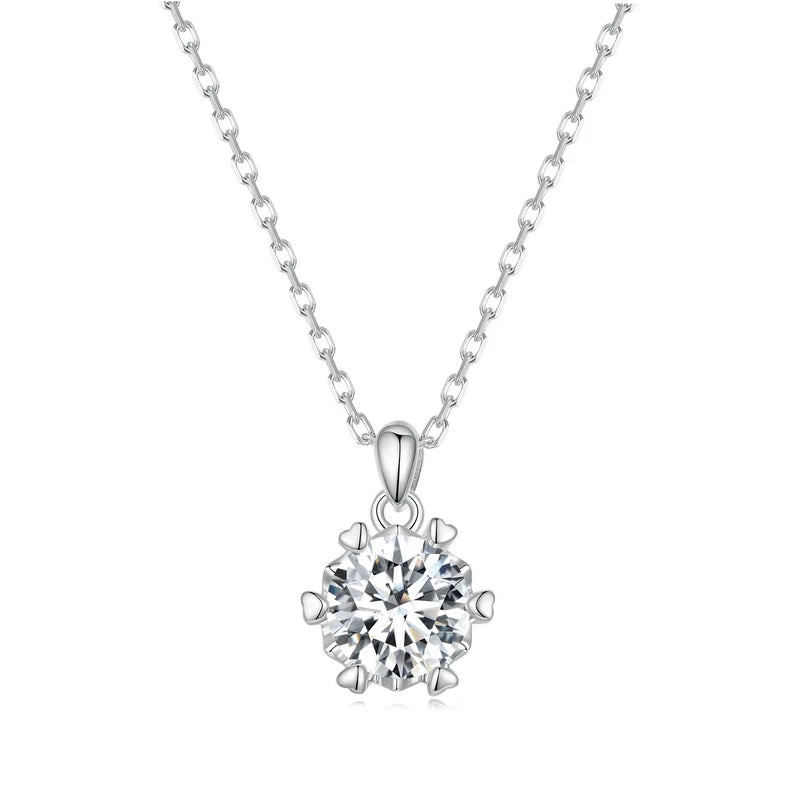 1CT Moissanite D VVS1 EX Necklace Six Claws Cutting 925 Sterling Silver