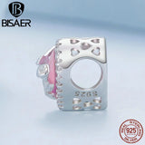 925 Sterling Heart Rose Charm Pink Glass Bead Romantic Lover Bracelet&Necklace