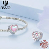925 Sterling Heart Rose Charm Pink Glass Bead Romantic Lover Bracelet&Necklace
