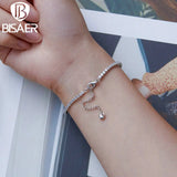 925 Sterling Zircon Tennis Bracelet Platinum Plated Women Chain