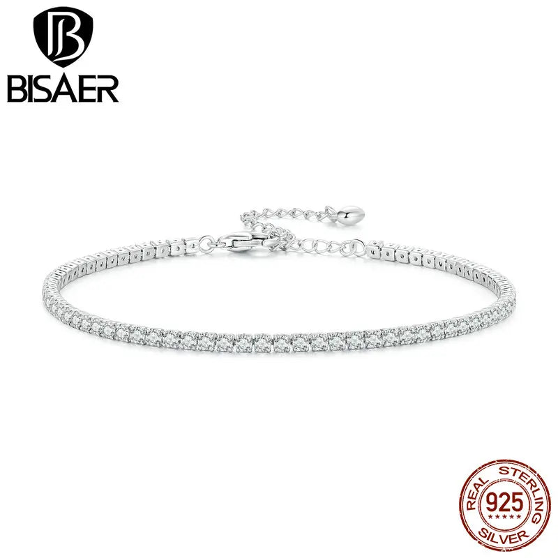 925 Sterling Zircon Tennis Bracelet Platinum Plated Women Chain
