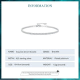 925 Sterling Zircon Tennis Bracelet Platinum Plated Women Chain