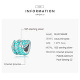 925 Silver Charm Snake Animal Zircon for Bracelet Bangle Jewelry EFC576