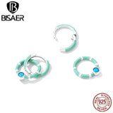 925 Silver Ear Buckles Turquoise Green Ring Earrings