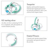 925 Silver Ear Buckles Turquoise Green Ring Earrings