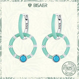 925 Silver Ear Buckles Turquoise Green Ring Earrings