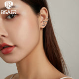 925 Silver Zircon Snake Stud Earrings Statement Jewelry