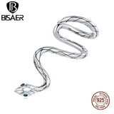 925 Silver Zircon Snake Stud Earrings Statement Jewelry