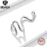 925 Silver Zircon Snake Stud Earrings Statement Jewelry