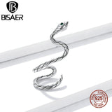 925 Silver Zircon Snake Stud Earrings Statement Jewelry