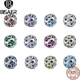 925 Sterling Silver 12 Pcs Birthstone Beads Charms DIY Jewelry Making EFC508