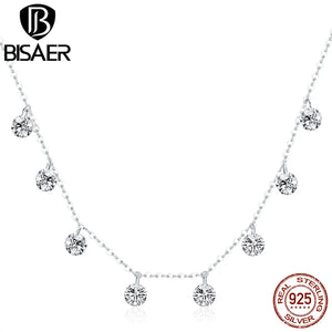 925 Silver Zircon Sparkling Pendant Necklace Plated Platinum