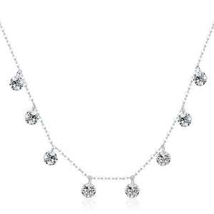 925 Silver Zircon Sparkling Pendant Necklace Plated Platinum