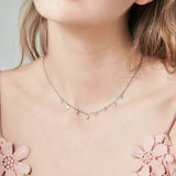 925 Silver Zircon Sparkling Pendant Necklace Plated Platinum