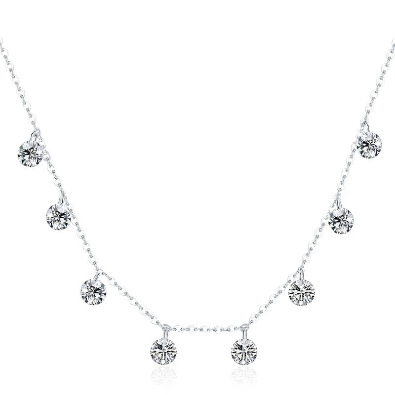 925 Silver Zircon Sparkling Pendant Necklace Plated Platinum