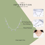 925 Silver Zircon Sparkling Pendant Necklace Plated Platinum