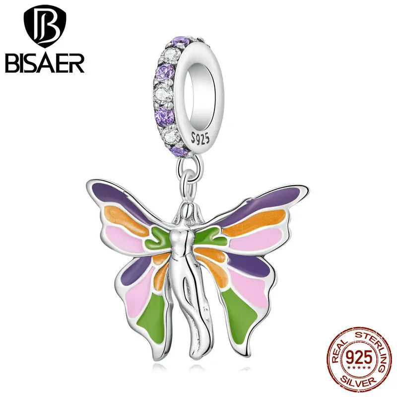 925 Silver Angel Butterfly Flower Heart Pendant Bead for DIY Bracelet Necklace