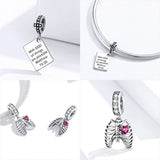 925 Silver Angel Wings Orchid Daisy Pendant & Beads Charms Bracelet Heart