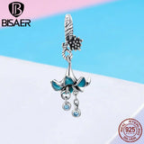 925 Silver Angel Wings Orchid Daisy Pendant & Beads Charms Bracelet Heart
