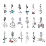 925 Silver Angel Wings Orchid Daisy Pendant & Beads Charms Bracelet Heart