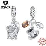 925 Silver Basketball Charm Bead Pendant For Sport DIY