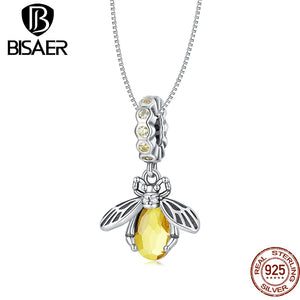 925 Sterling Silver Bee Pendant Necklace Women Insect Jewelry Gift
