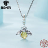 925 Sterling Silver Bee Pendant Necklace Women Insect Jewelry Gift