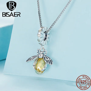 925 Sterling Silver Bee Pendant Necklace Women Insect Jewelry Gift