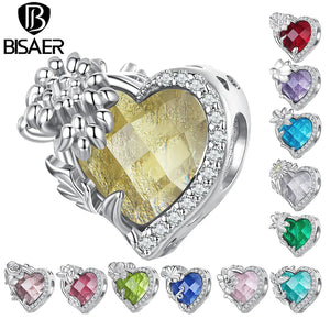 925 Silver Birthstone Charms for Women Bracelet Necklace DIY Jewelry