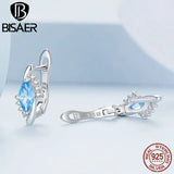 925 Silver Horse Eye Ear Buckles Platinum Plated Earrings for Women