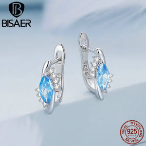 925 Silver Horse Eye Ear Buckles Platinum Plated Earrings for Women