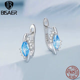 925 Silver Horse Eye Ear Buckles Platinum Plated Earrings for Women