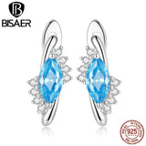 925 Silver Horse Eye Ear Buckles Platinum Plated Earrings for Women