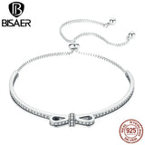 925 Silver Bowknot Tennis Bracelet Clear CZ