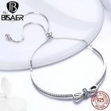 925 Silver Bowknot Tennis Bracelet Clear CZ