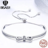 925 Silver Bowknot Tennis Bracelet Clear CZ