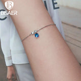 925 Silver Bracelet Platinum Adjustable Chain Gemstone Women Girl Jewelry