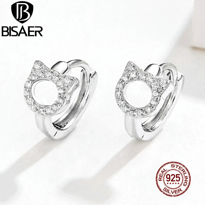 925 Silver Cat Earring Small Stud Earrings for Women EFE171