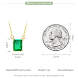 925 Silver Green Zircon Pendant Necklace 14K Plated Chain for Women