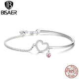 925 Silver Heart Bracelet with Clear CZ Lobster Chain