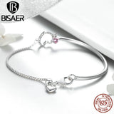 925 Silver Heart Bracelet with Clear CZ Lobster Chain
