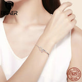 925 Silver Heart Bracelet with Clear CZ Lobster Chain