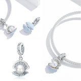 925 Silver Shell Zircon Pendant Charm for DIY Bracelets