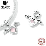 925 Silver Charm Pink Bow Heart Castle Glass Bead