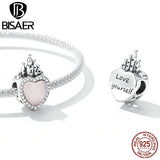 925 Silver Charm Pink Bow Heart Castle Glass Bead