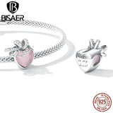 925 Silver Charm Pink Bow Heart Castle Glass Bead